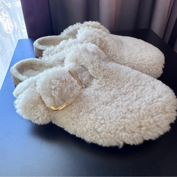 NEW Women’s Birkenstock Cream Boston Teddy Clogs faux Shearling Sz EU39/US8-8.5 - Picture 3 of 8